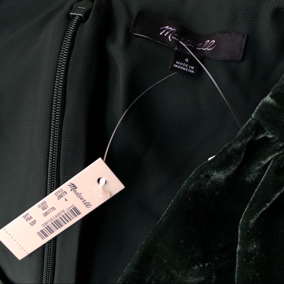 Madewell Velvet Mini Dress Spruce Green 4 6 8 NWT - Picture 6 of 6